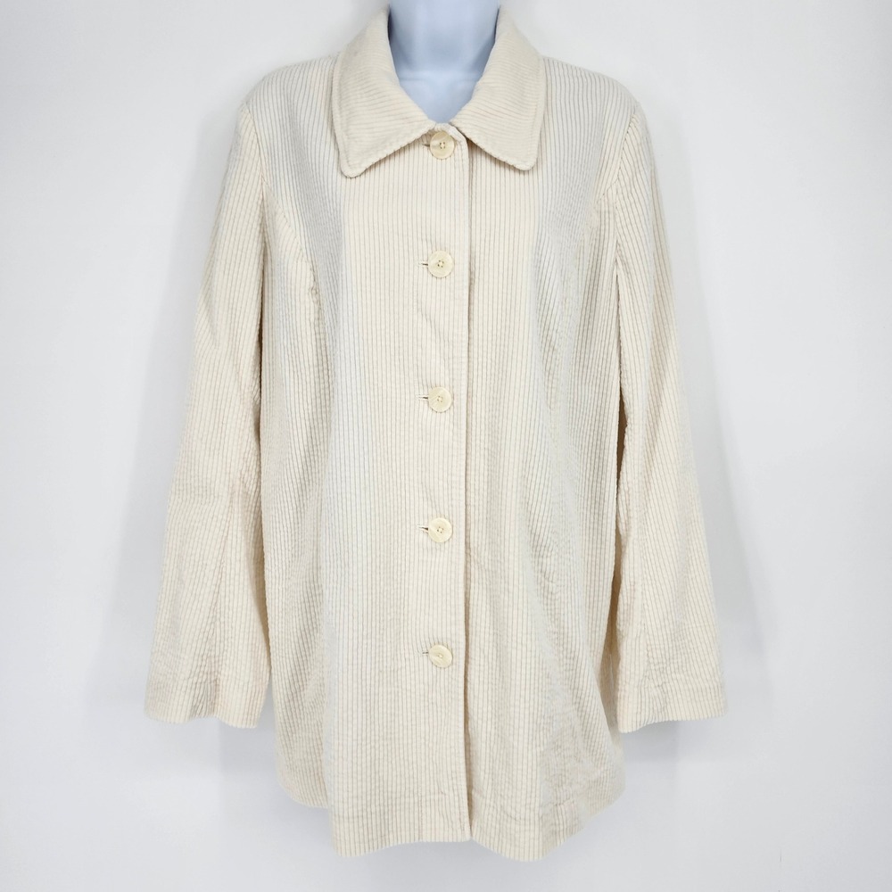 J. Jill Women Quiet Luxury Autumn Neutral Corduroy Jacket Size M Cream Wide Wale